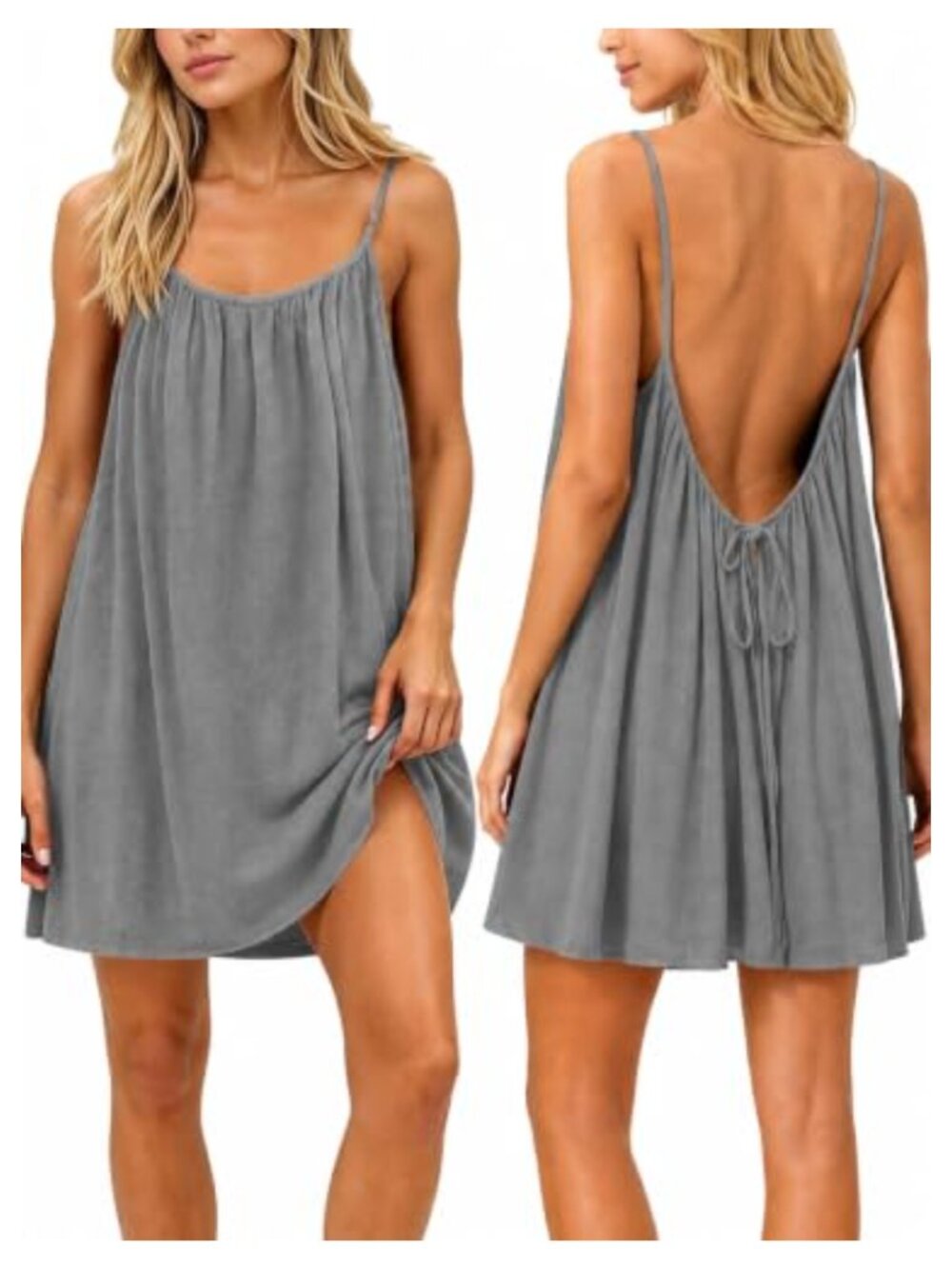 Backless Cami Mini Dress Sleeveless A-Line Summer Beach Sundress